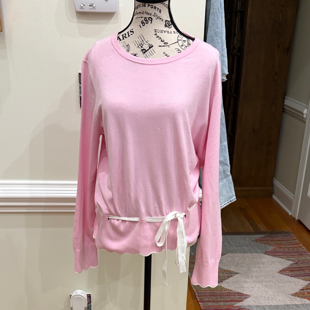 Brooks Brothers Pink Long Sleeve sweater with Ribbon Detail XL NWT